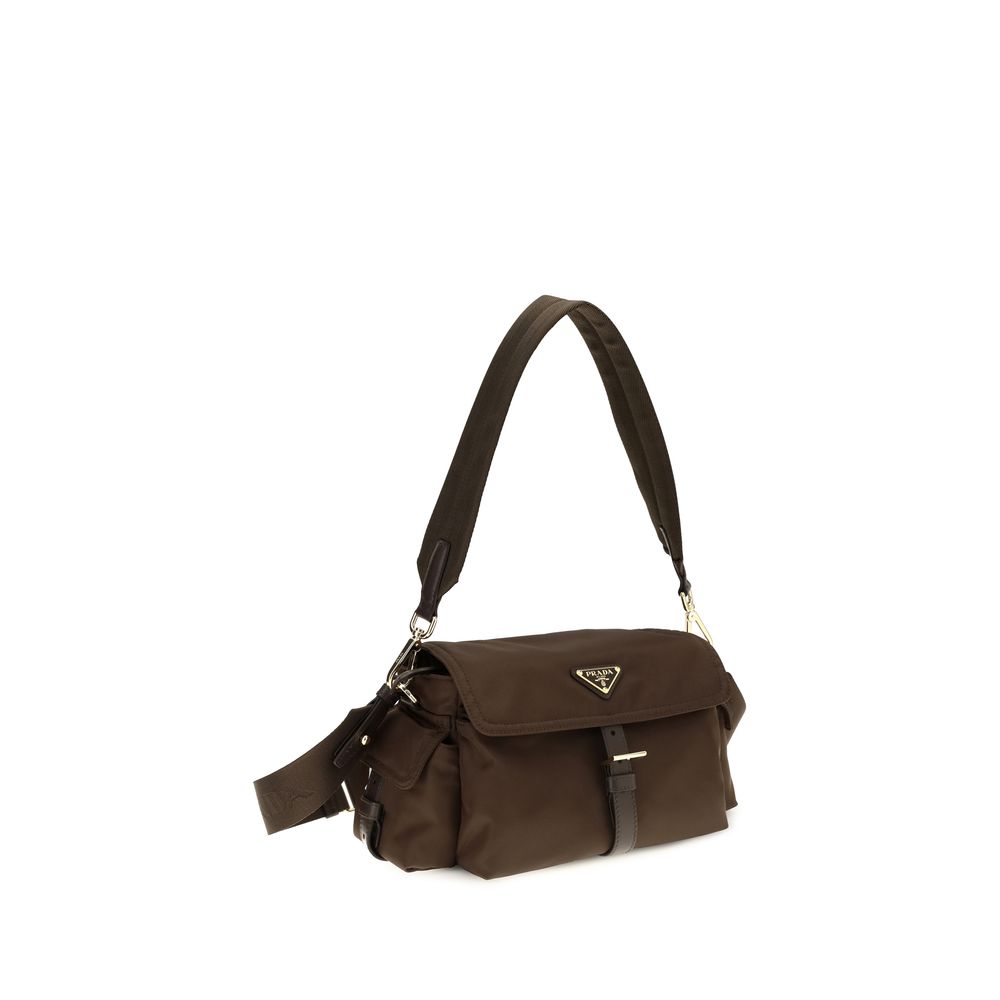 Sac bandoulière Prada en polyamide recyclé marron