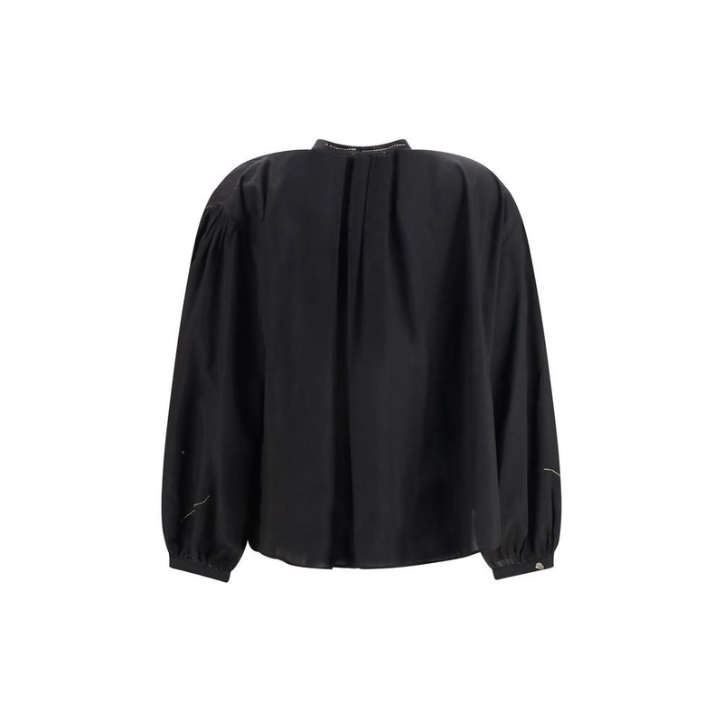 Forte_Forte Black Cotton Pattern Shirt