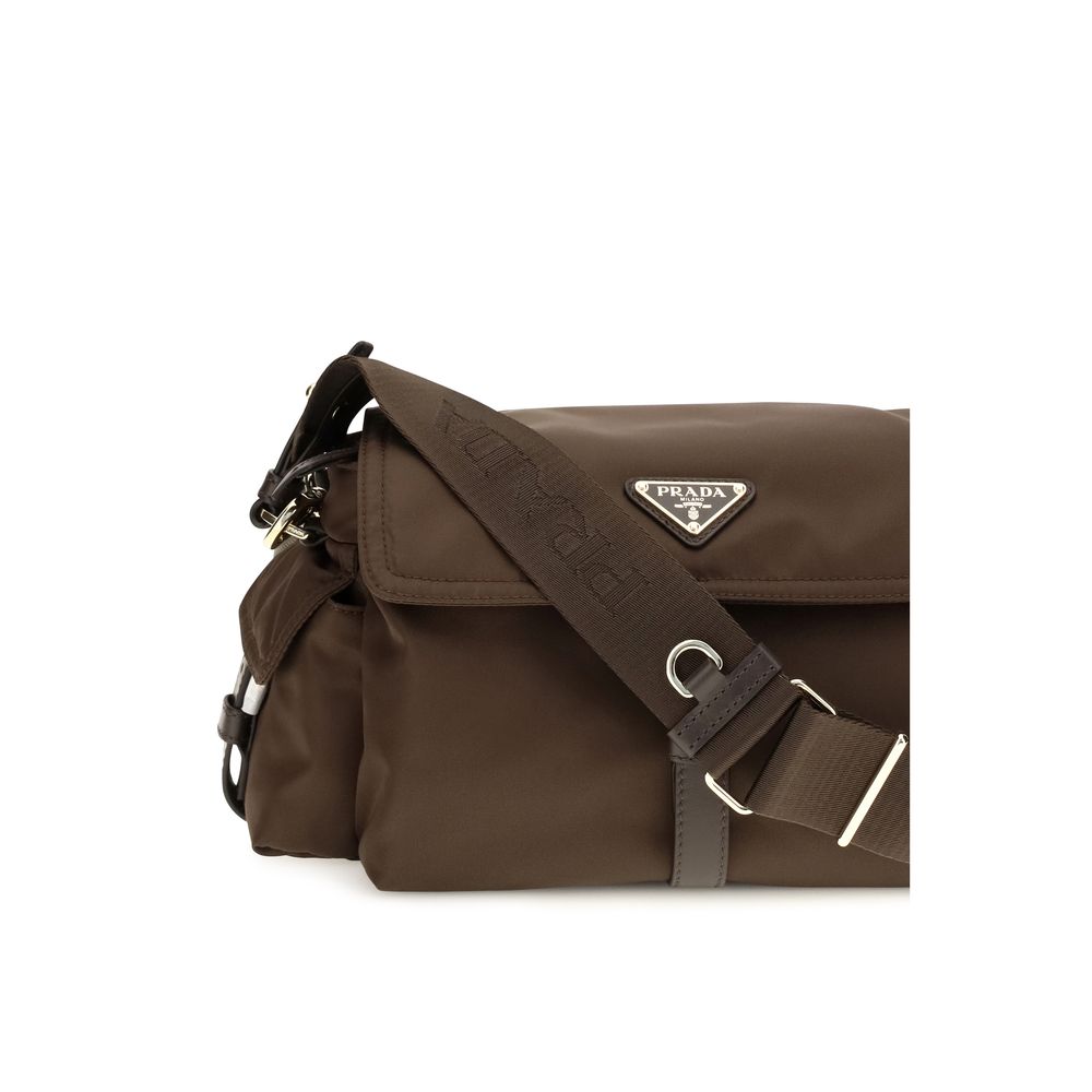 Sac bandoulière Prada en polyamide recyclé marron