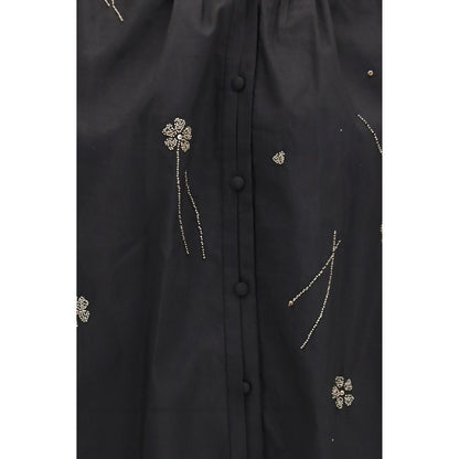 Forte_Forte Black Cotton Pattern Shirt