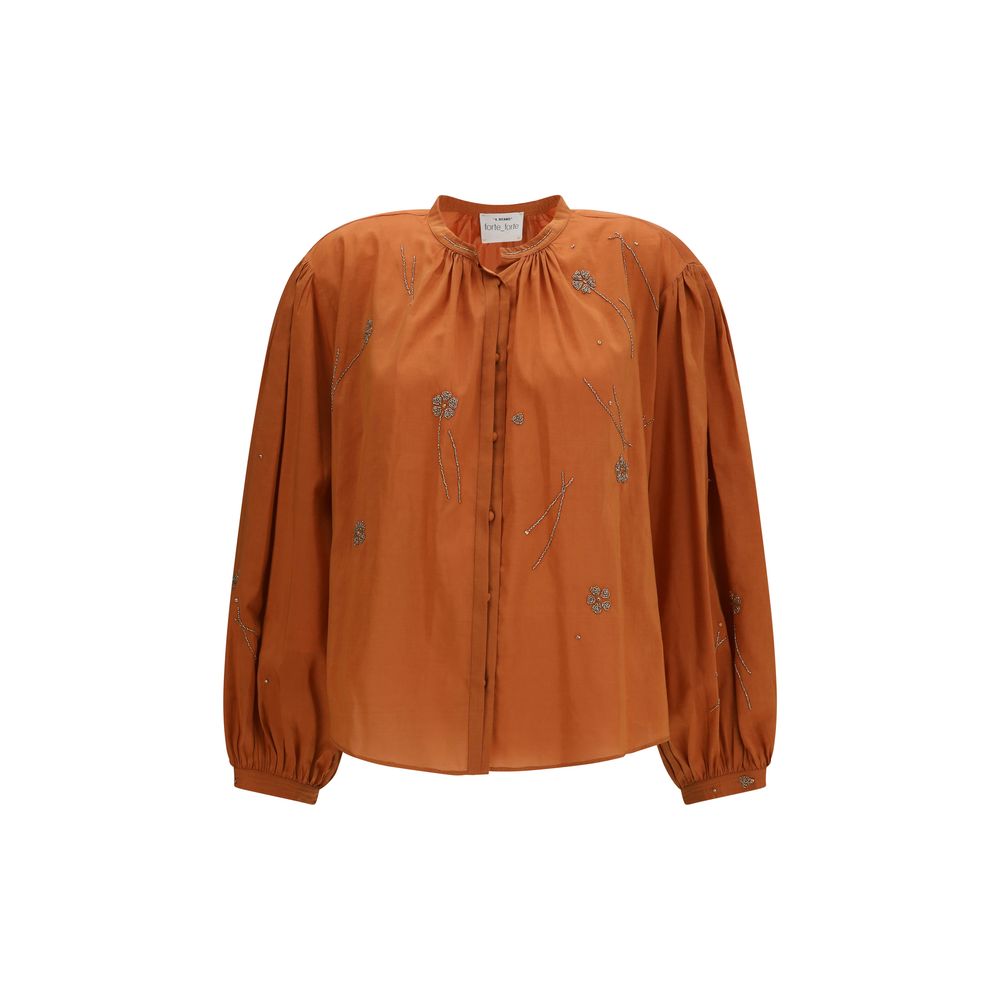 Chemise à motif Forte_Forte en coton orange