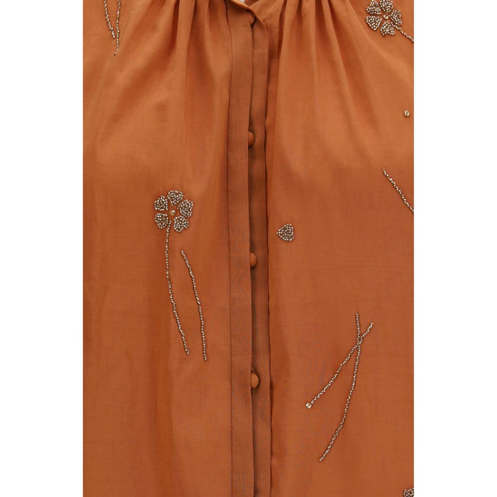 Chemise à motif Forte_Forte en coton orange
