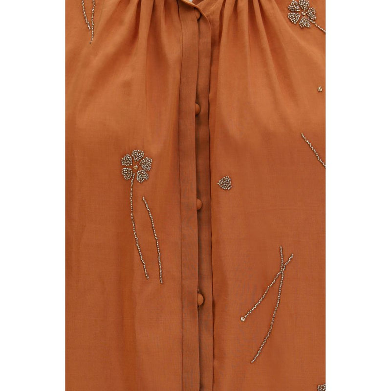 Forte_Forte Orange Cotton Pattern Shirt