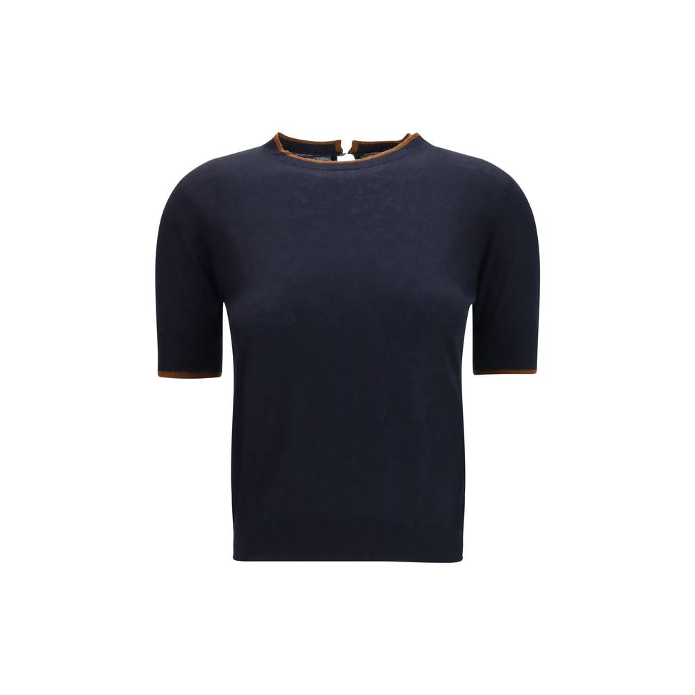 T-shirt en soie bleu Max Mara