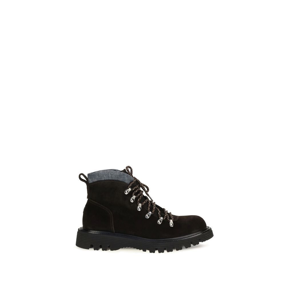 Bottes à lacets en cuir suédé marron Fratelli Rossetti