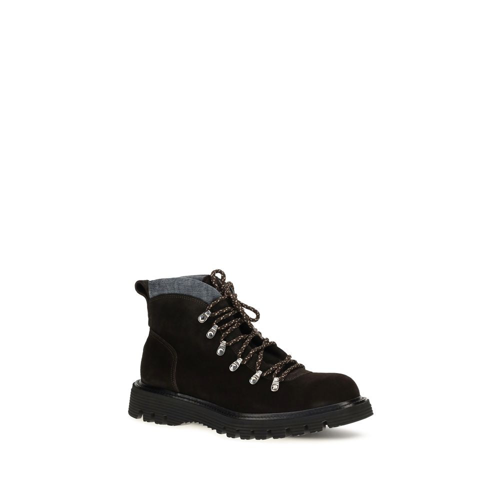 Bottes à lacets en cuir suédé marron Fratelli Rossetti