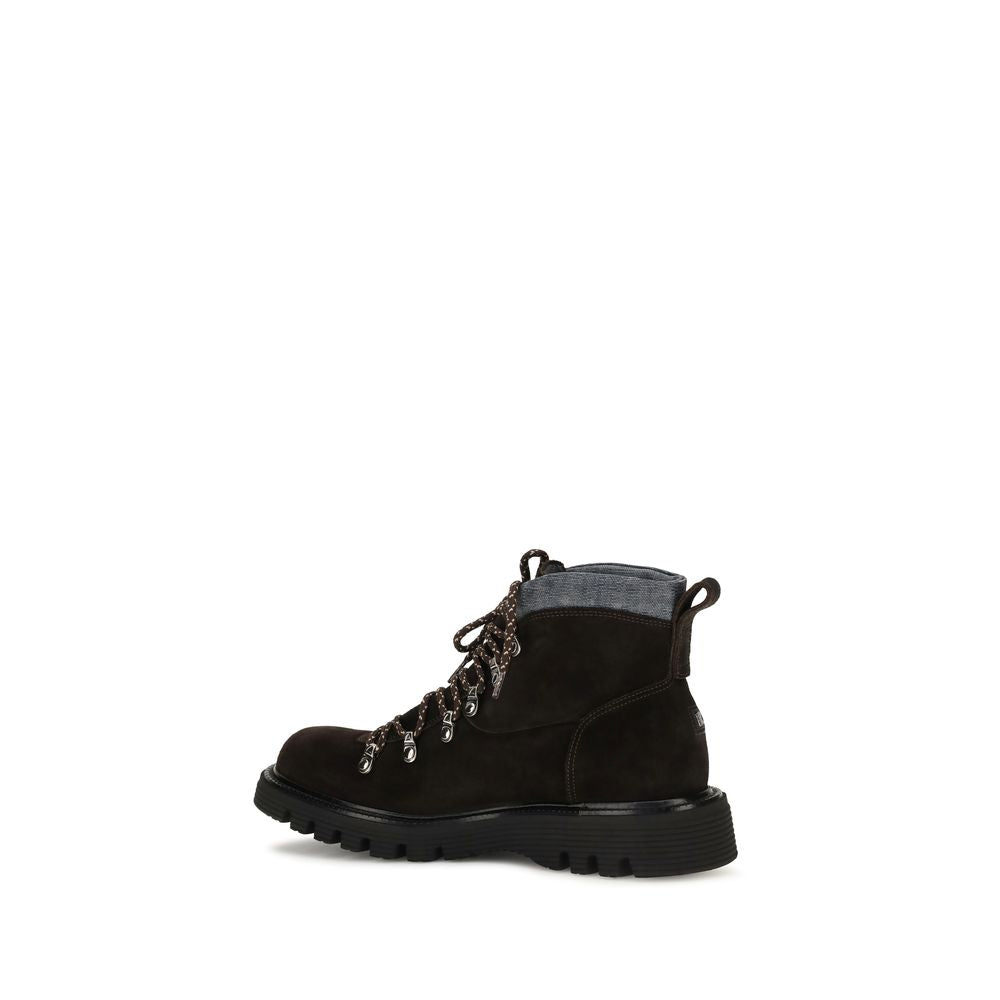 Bottes à lacets en cuir suédé marron Fratelli Rossetti