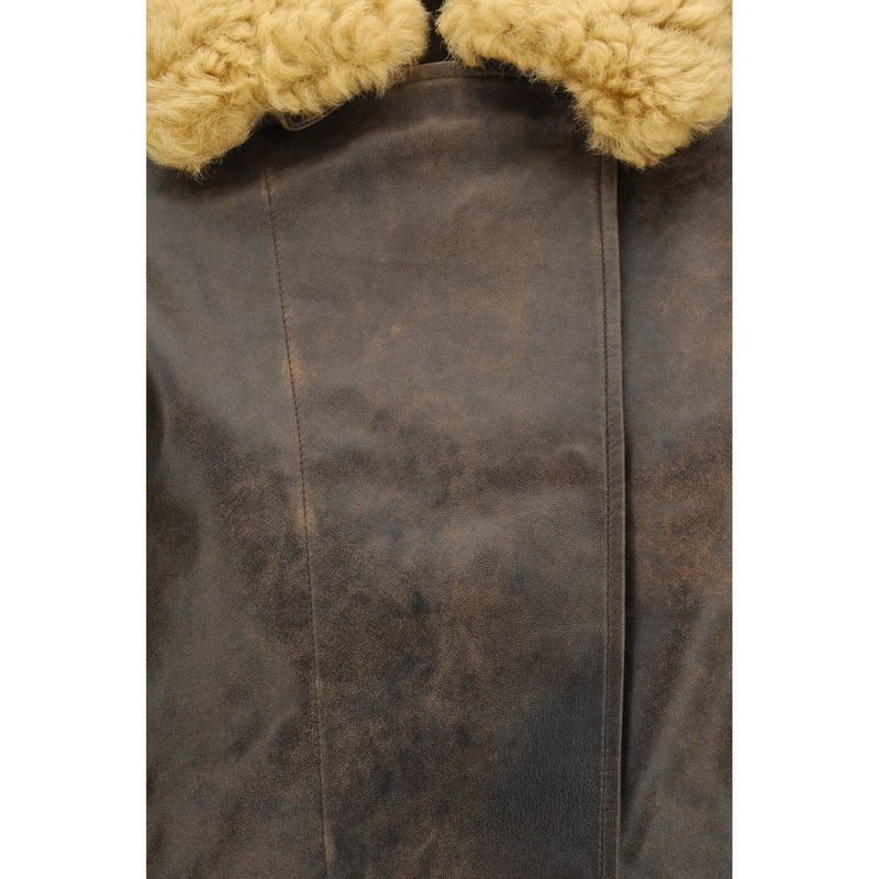 R13 Brown Lamb Ovis Aries Aries Leather Jacket