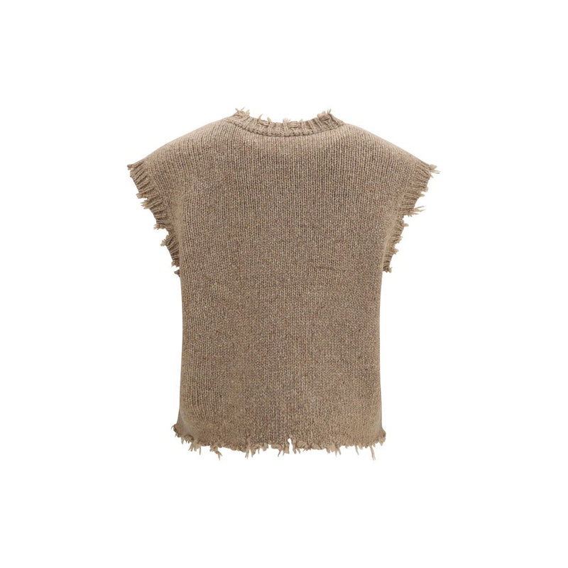 R13 Beige Cashmere Sleeveles Sweater