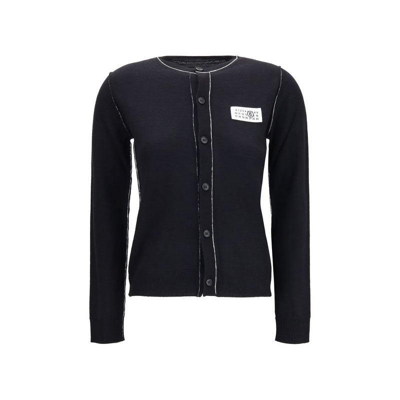 MM6 Black Wool Oves Aries Cardigan