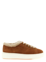 Baskets basses en chevreau marron Santoni