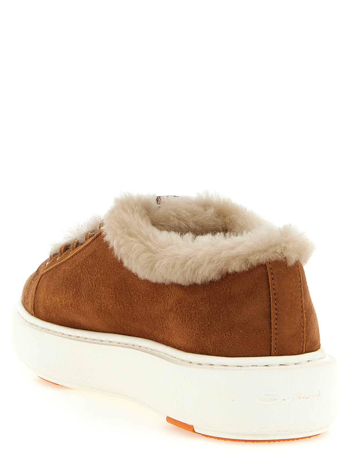 Baskets basses en chevreau marron Santoni