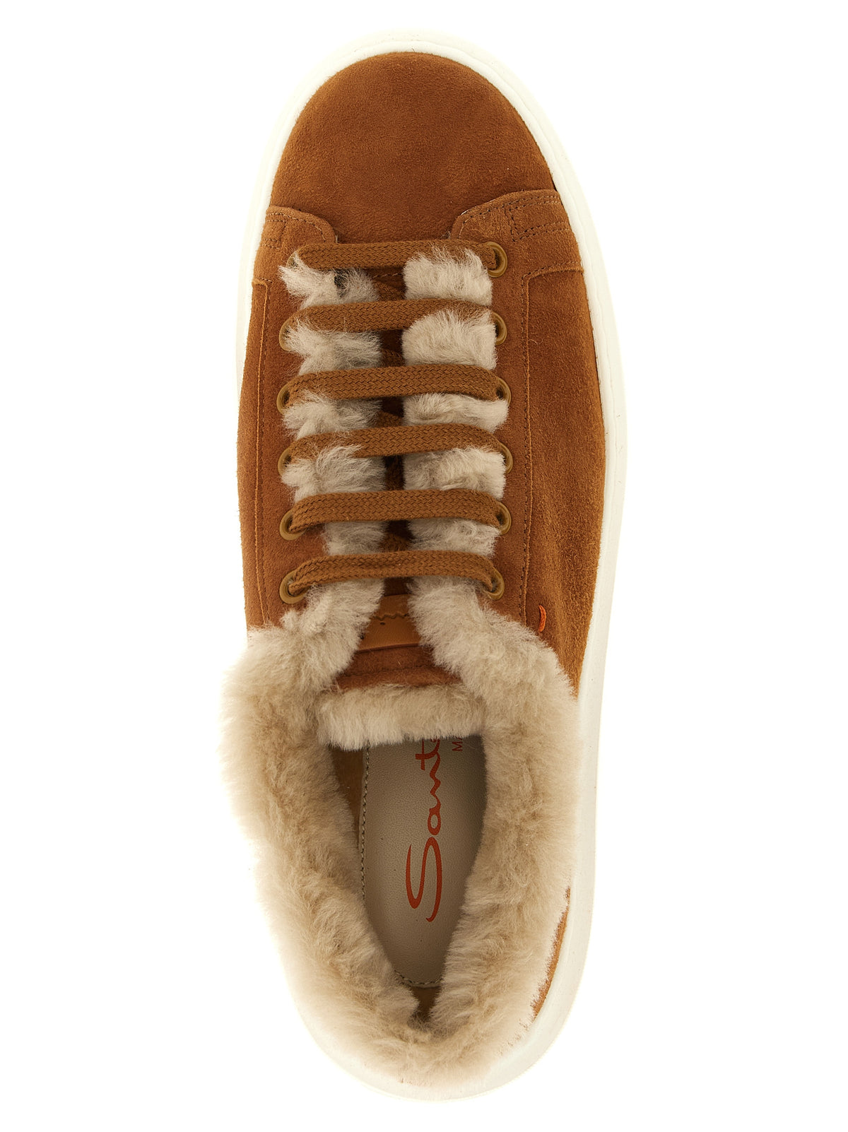 Baskets basses en chevreau marron Santoni