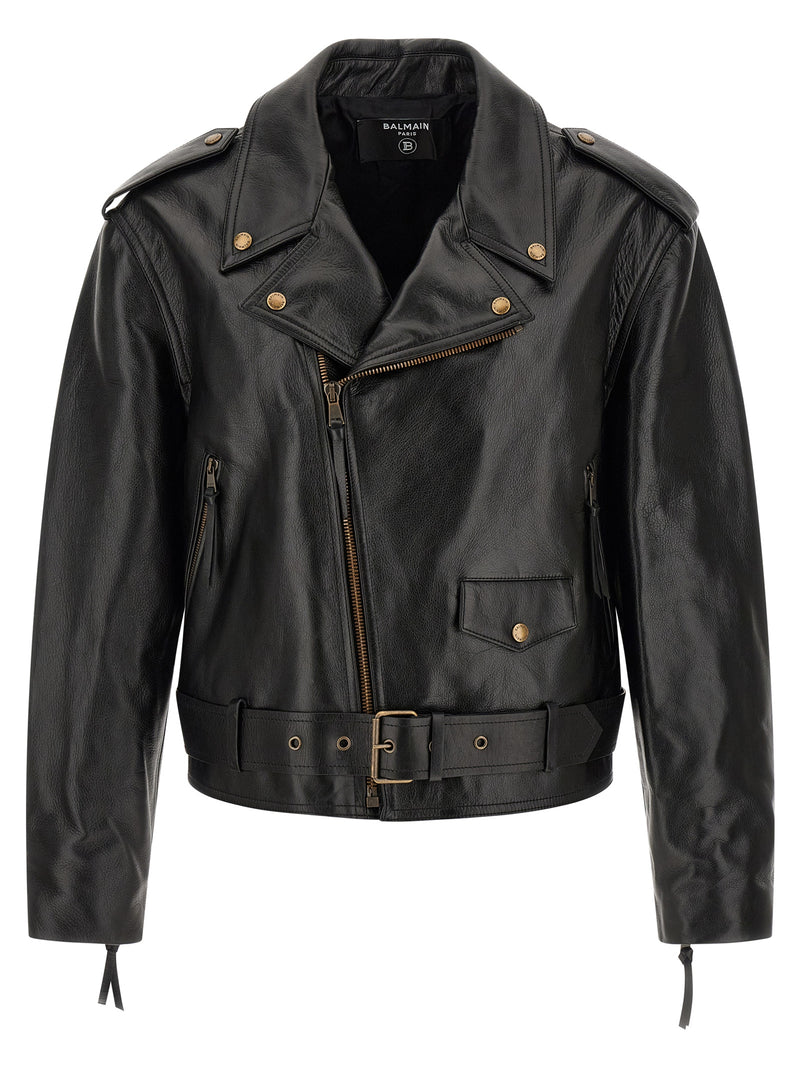 Balmain Black Calfskin Leather Jacket