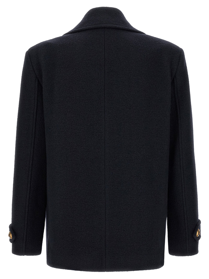 Balmain Blue Virgin Wool Coat