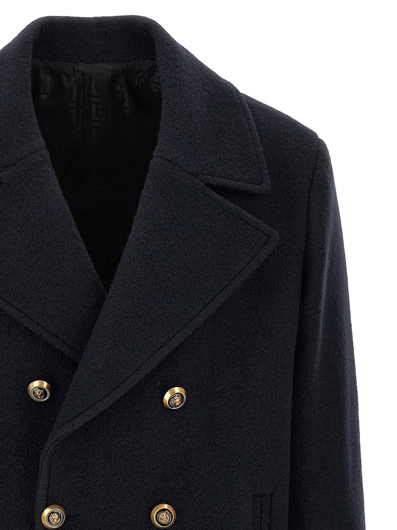 Balmain Blue Virgin Wool Coat