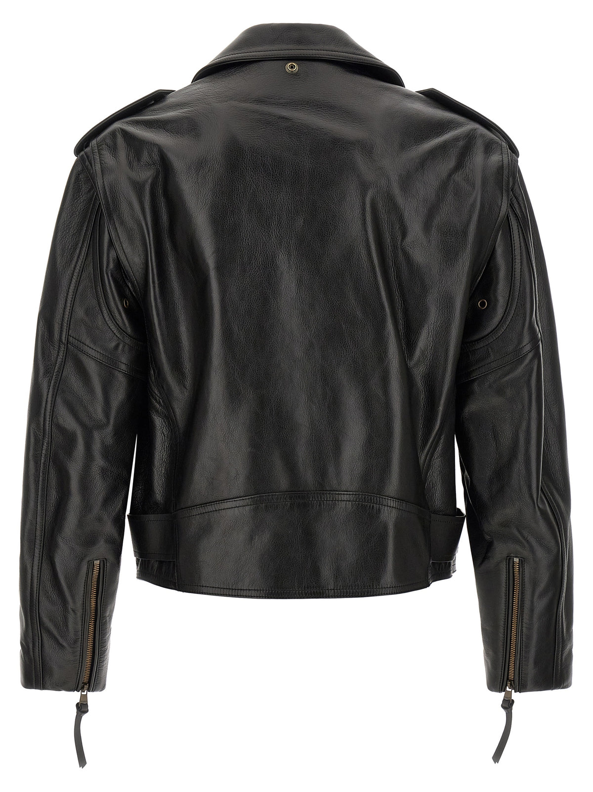 Veste Balmain en cuir de veau noir