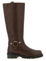 Bottes cuissardes Twinset en cuir marron