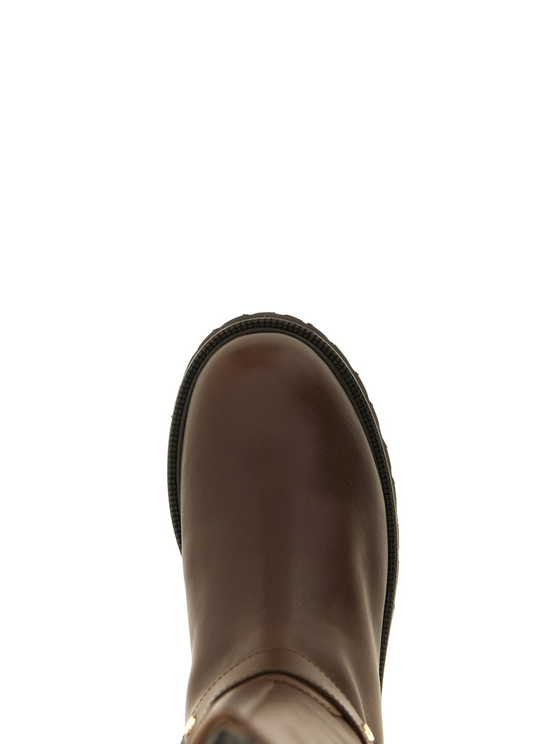 Twinset Brown Leather Over The Knee