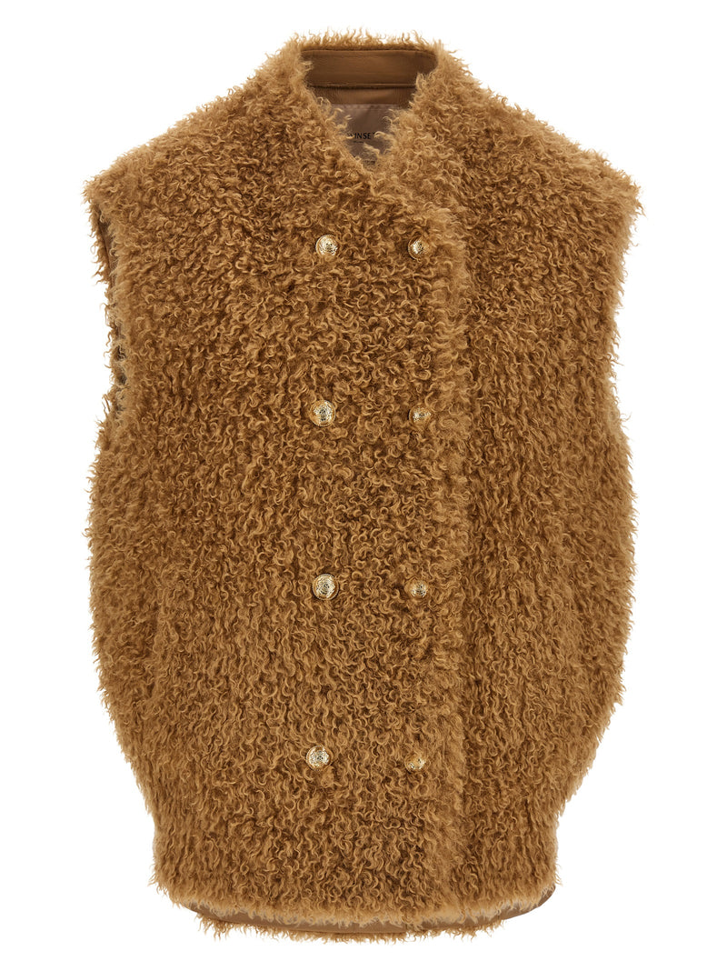 Twinset Brown Polyester Sleeveless Jacket