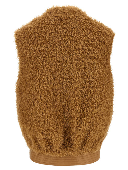 Twinset Brown Polyester Sleeveless Jacket