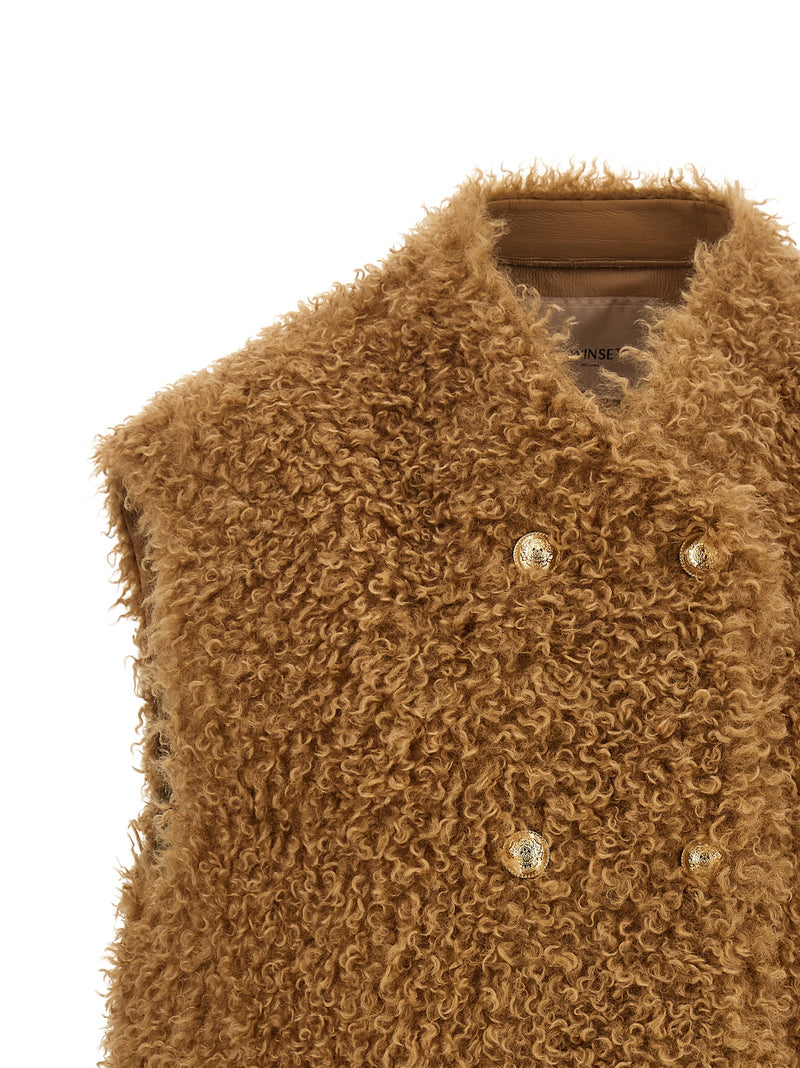 Twinset Brown Polyester Sleeveless Jacket