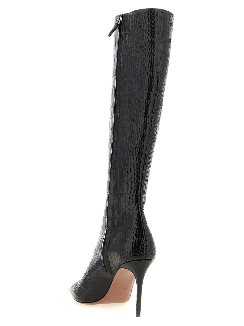 Paris Texas Black Calfskin Over The Knee