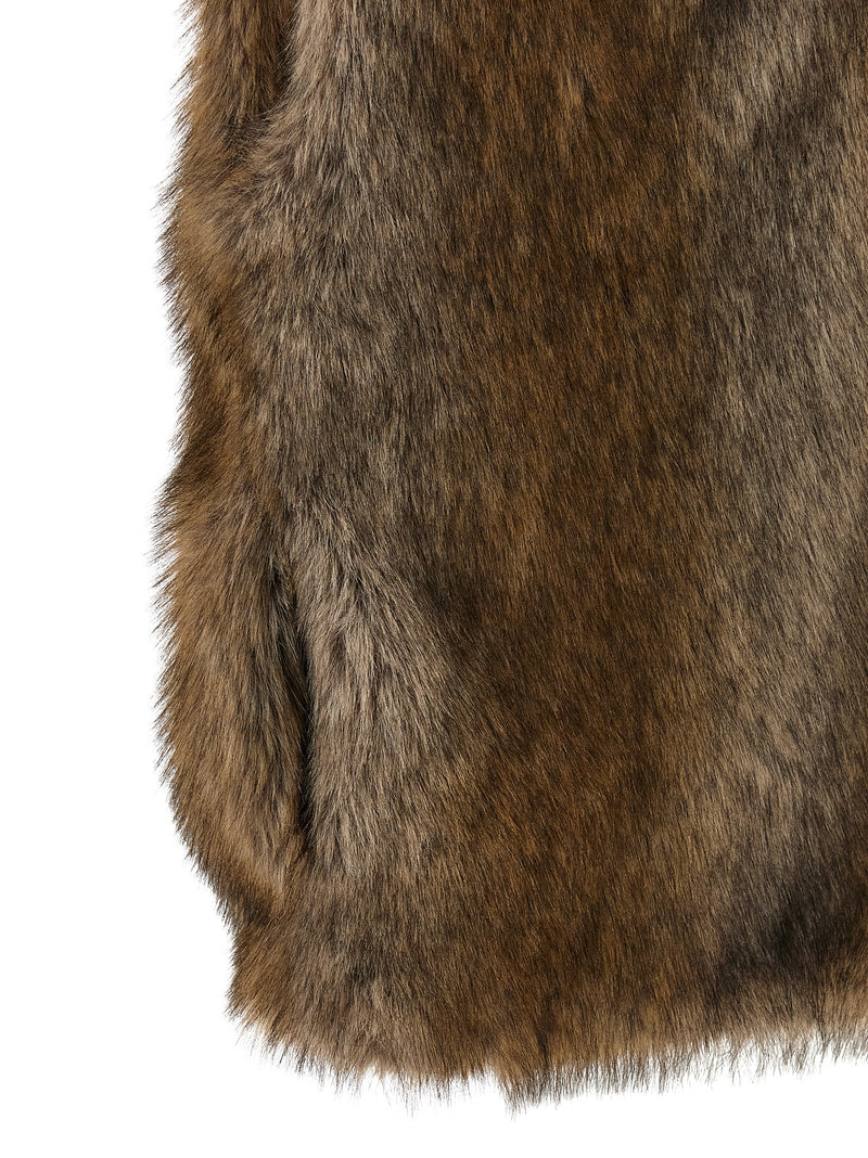 B&B COUTURE Brown Polyester Sleeveless Jacket