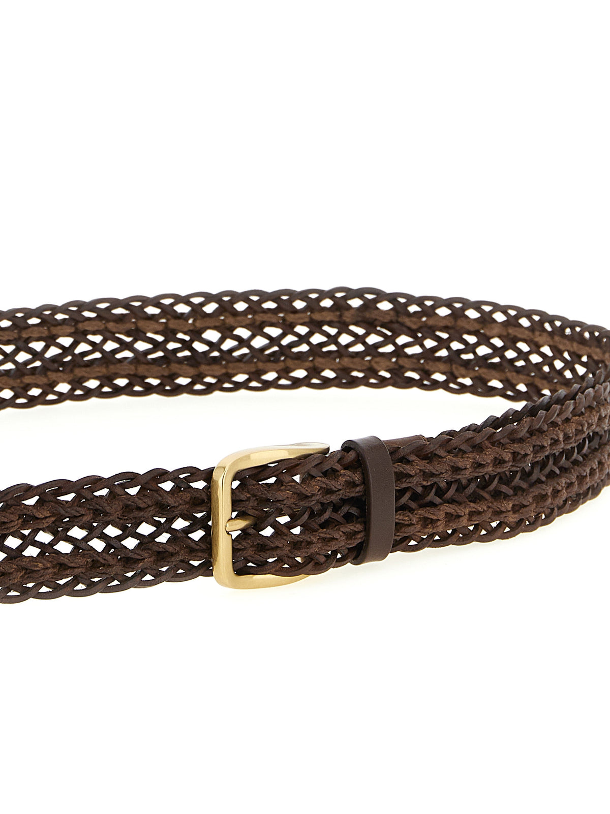 Ceinture Brunello Cucinelli en cuir de veau marron