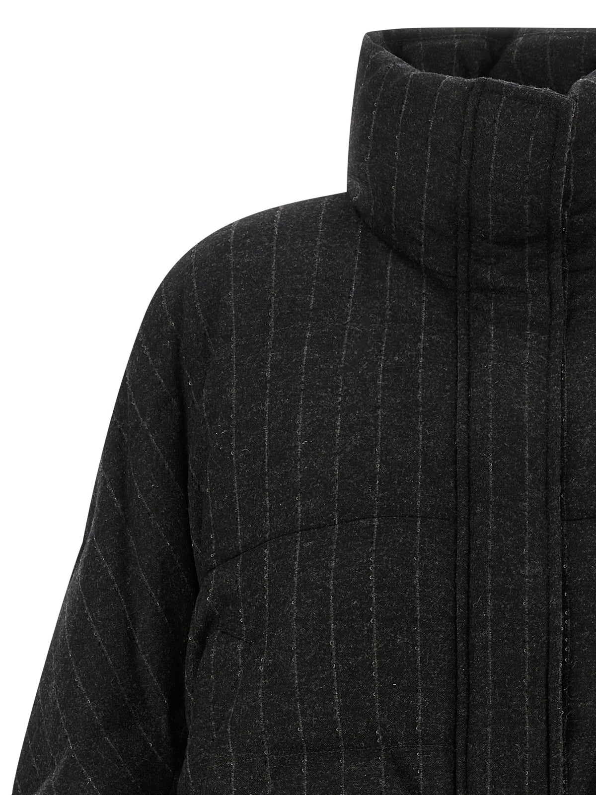 Veste longue Brunello Cucinelli grise en laine vierge