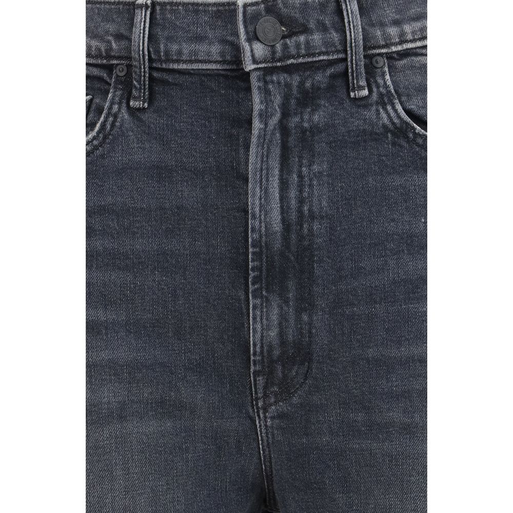 Mother Denim Jean Courte en Coton Noir