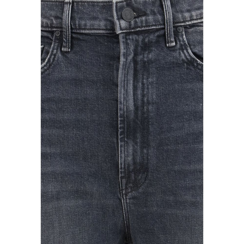 Mother Denim Black Cotton Cropped Jeans