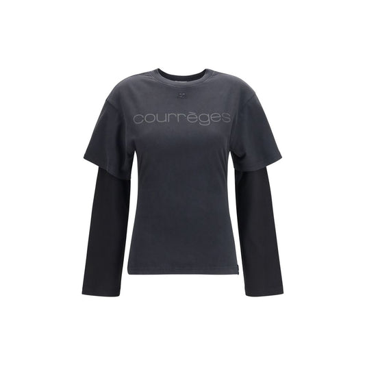 Courrèges Black Cotton T-Shirt