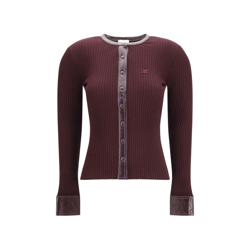 Courrèges Bordeaux Viscose Cardigan