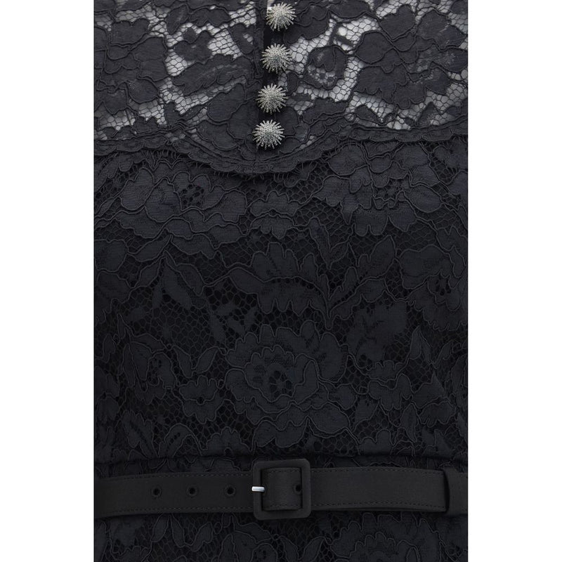 Self-Portrait Black Polyester Casual Dress