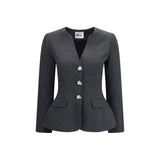 Veste longue Self-Portrait en polyester gris