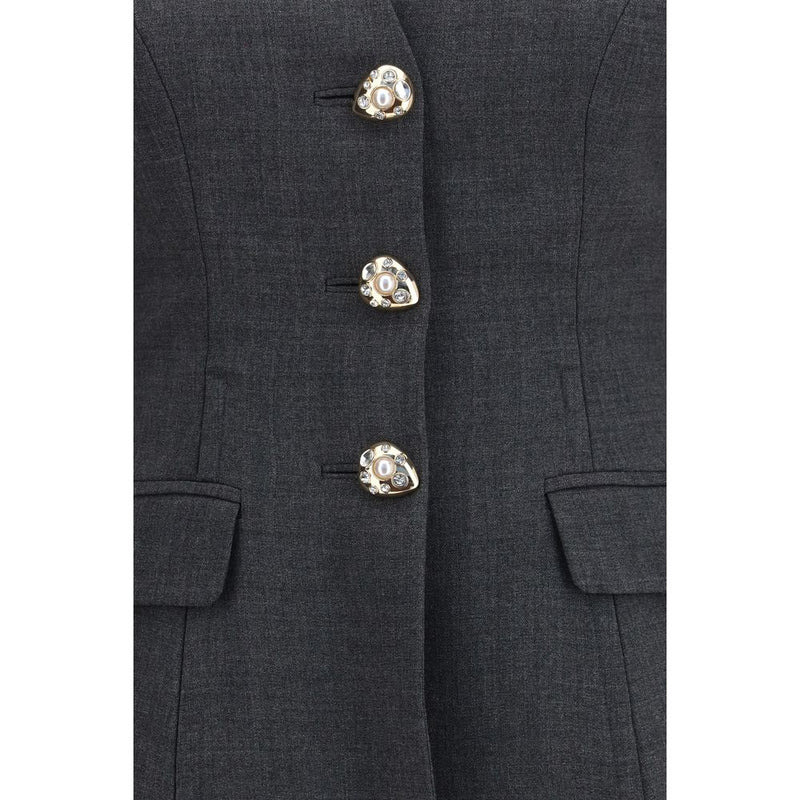 Self-Portrait Gray Polyester Full-Length Jacket