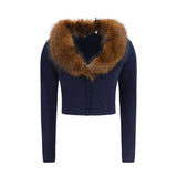 Gilet Self-Portrait en laine bleu Oves Aries
