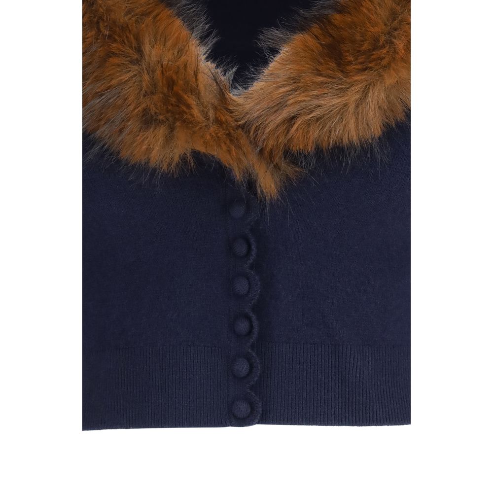 Gilet Self-Portrait en laine bleu Oves Aries