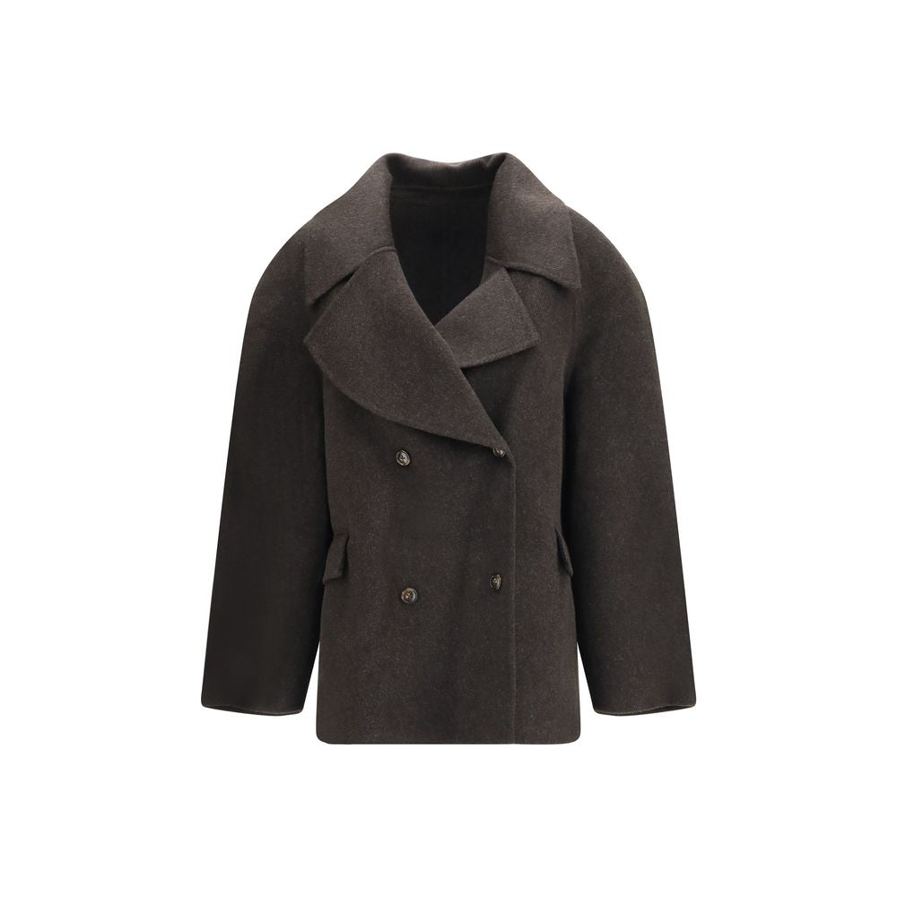 Veste longue Loulou De Saison en laine marron, modèle Aries