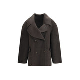 Veste longue Loulou De Saison en laine marron, modèle Aries