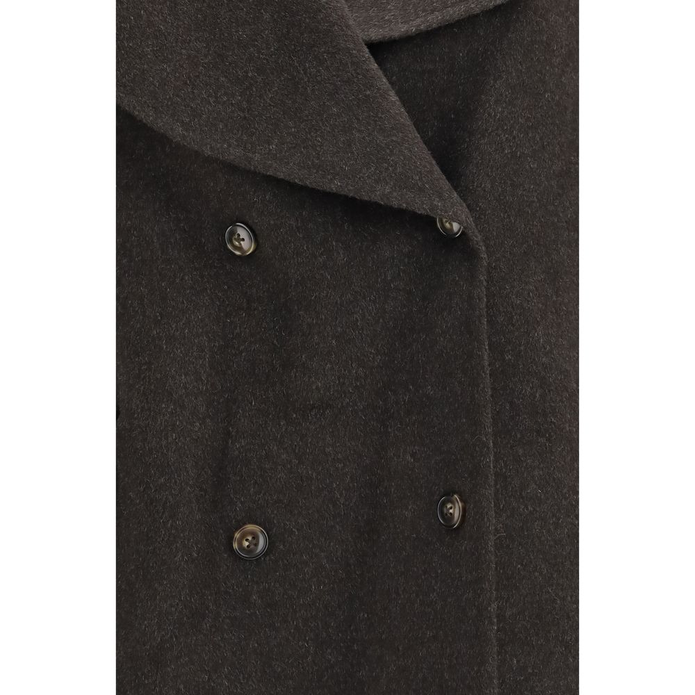 Veste longue Loulou De Saison en laine marron, modèle Aries