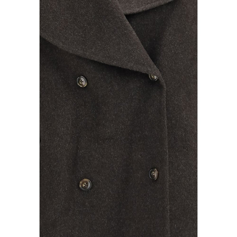 Loulou De Saison Brown Wool Oves Aries Full-Length Jacket