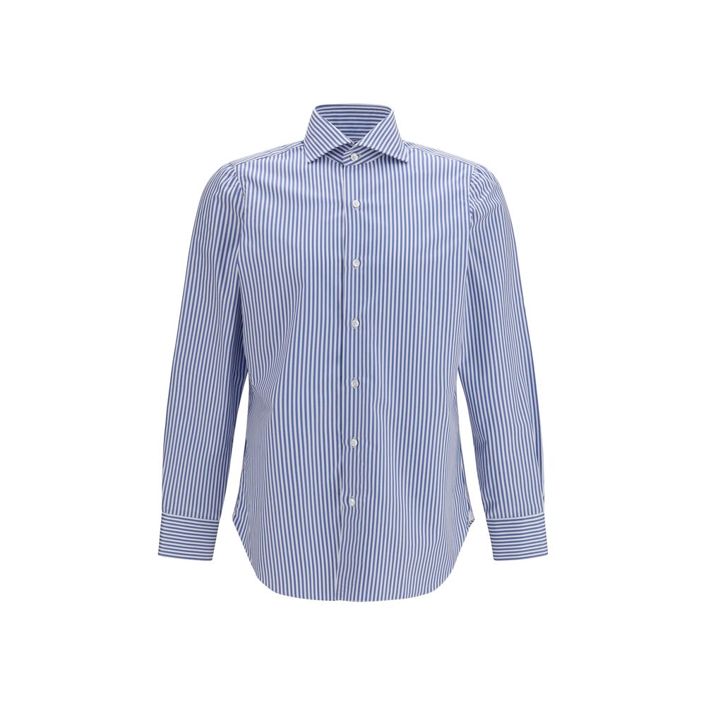 Chemise à motif en coton bleu Finamore