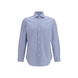 Chemise à motif en coton bleu Finamore