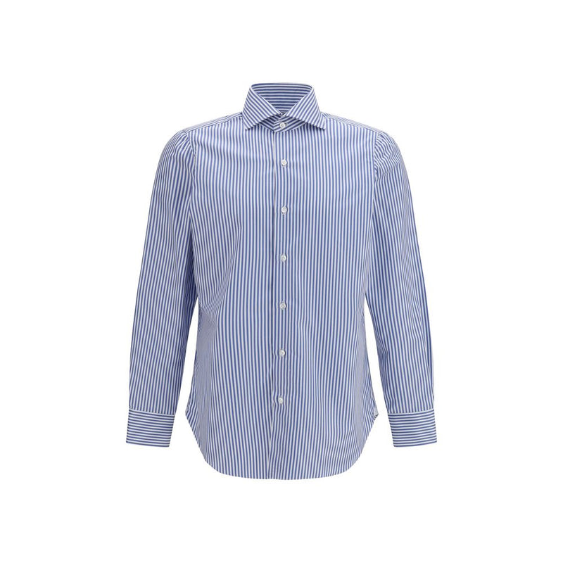 Finamore Blue Cotton Pattern Shirt