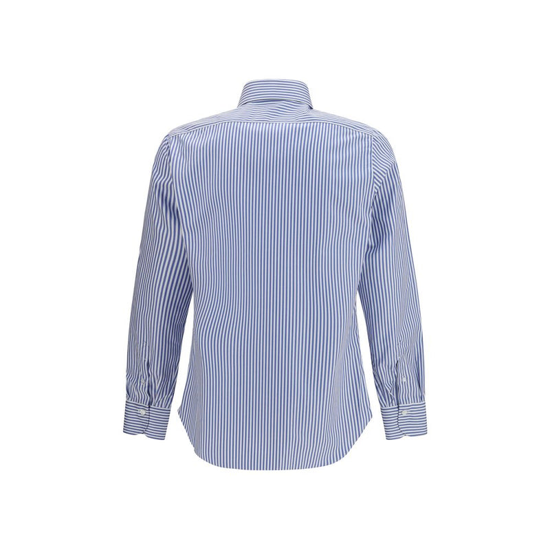 Finamore Blue Cotton Pattern Shirt