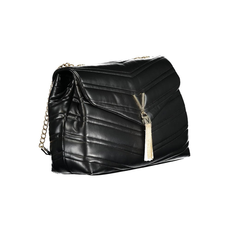 Mario Valentino Nero Polyurethane Women's Bag with Chain Shoulder Strap