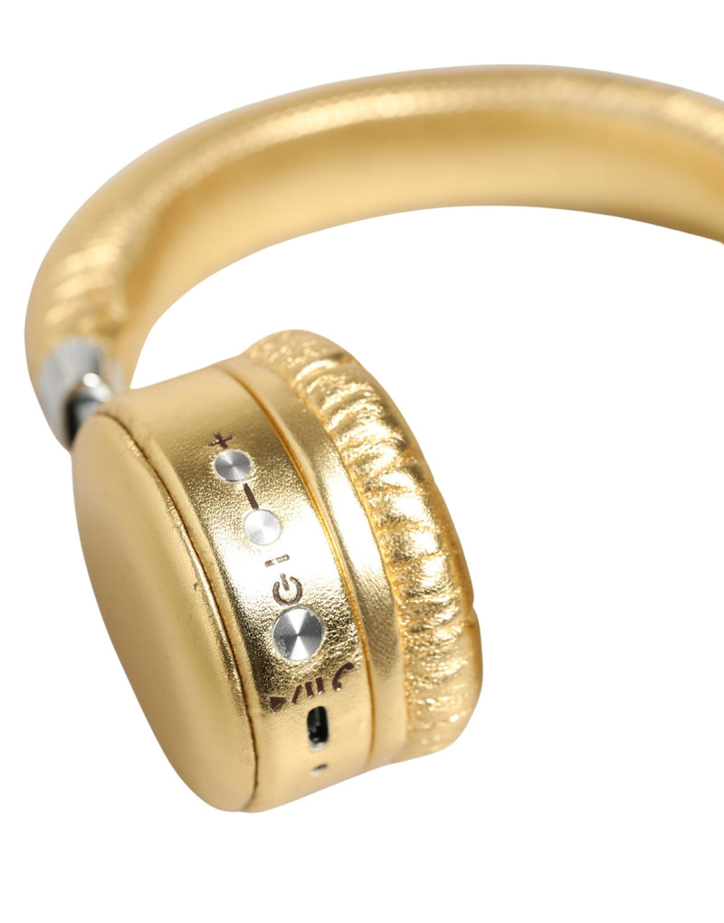 Dolce & Gabbana Women Gold Leather Wireless On-Ear Headset Headphones