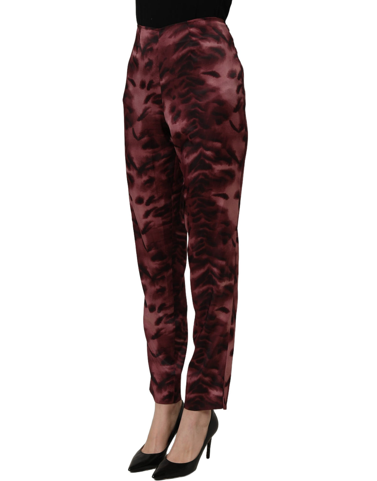 BENCIVENGA Pantalon droit taille haute à motifs bordeaux